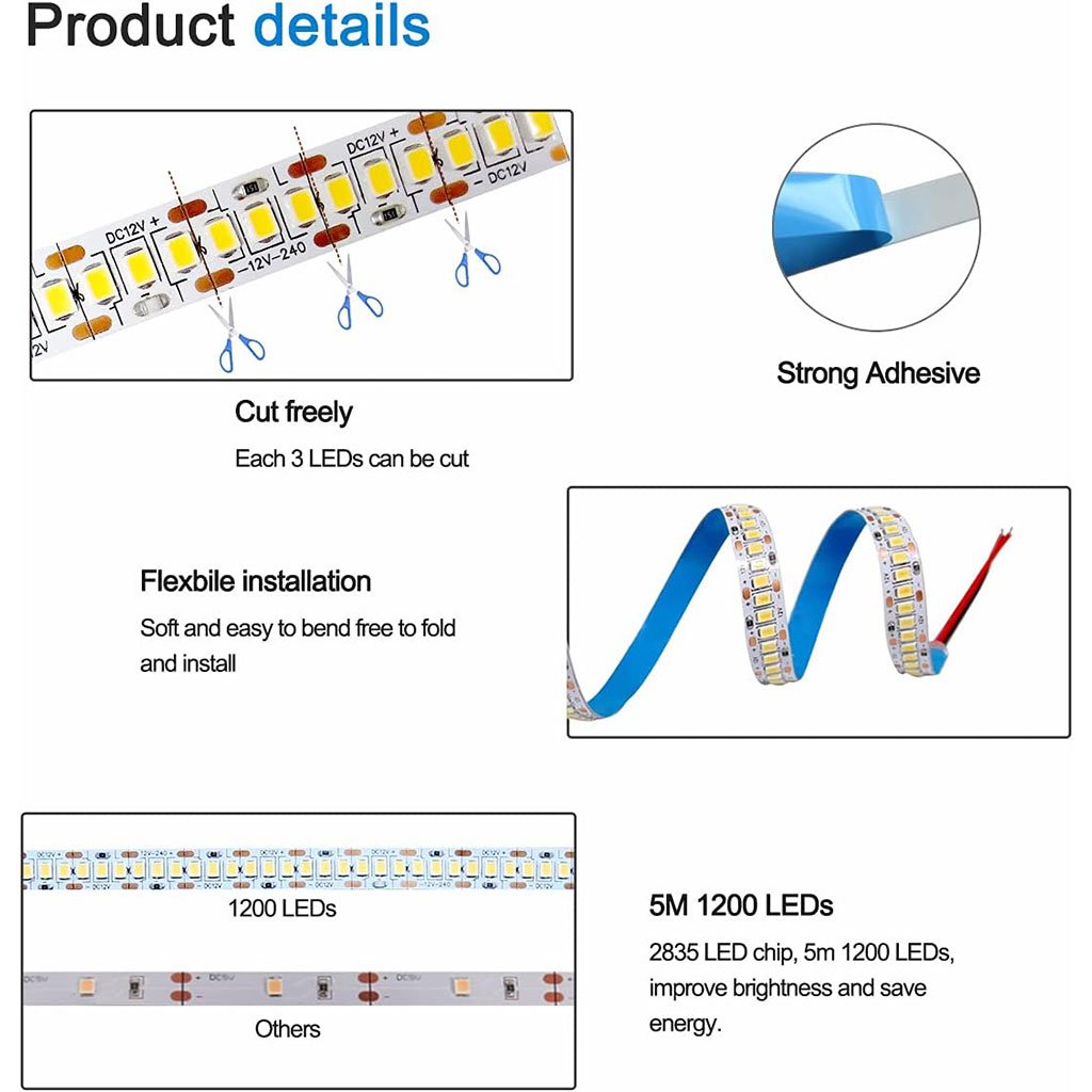 Bande LED à Détecteur de Mouvement 4000K – Éclairage Automatique Puissant & Flexible - الصورة 6