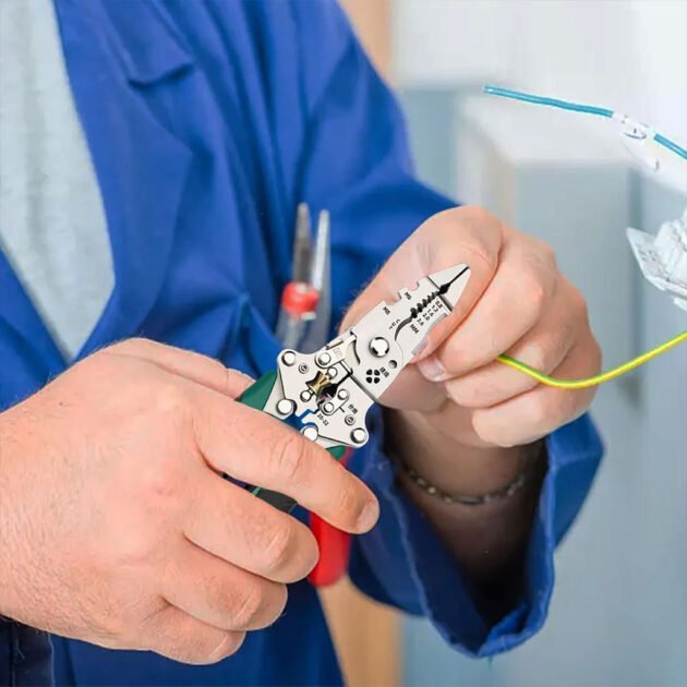 Pince à dénuder multifonction avec testeur de tension – Outil 3-en-1 pour travaux électriques précis