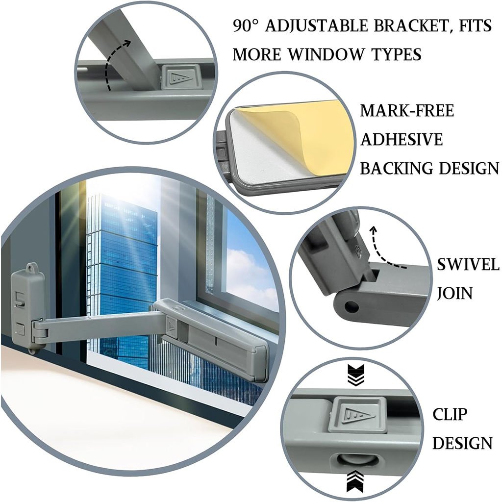 Stop Fenêtres et Verrou de Sécurité pour Enfants – Protection Intelligente Sans Perçage - الصورة 4