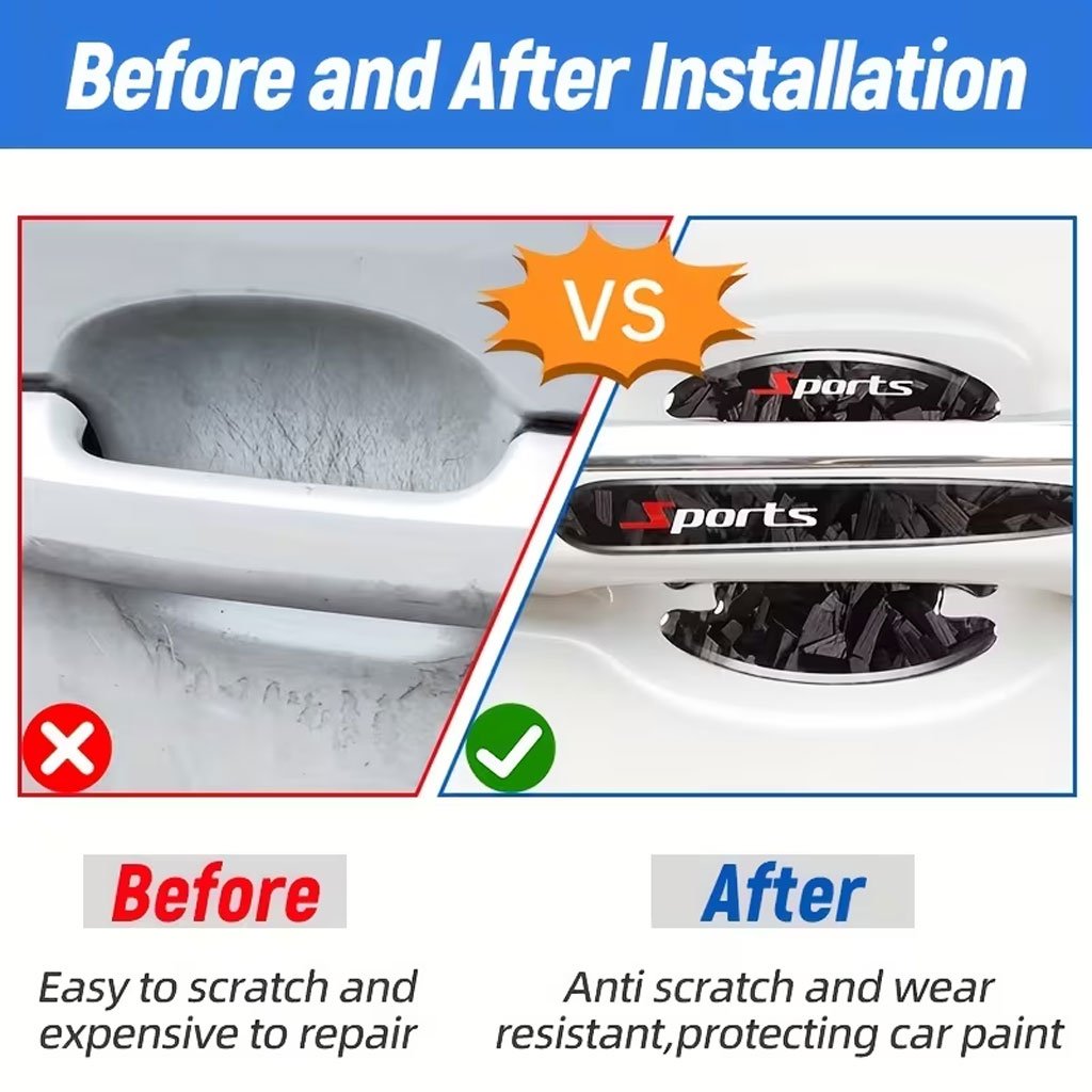 Autocollants de Poignée pour Porte de Voiture Protection Anti-Rayures 8Pcs Protection élégante – gardez vos portes sans rayures - الصورة 6