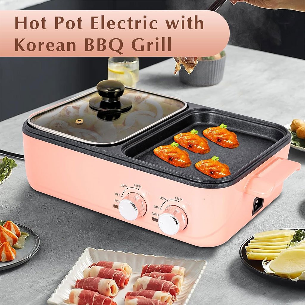 Cuiseur Électrique 2-en-1 Pot + Grill 1500W – Double Zone pour Une Cuisine Rapide, Saine & Polyvalente - الصورة 5