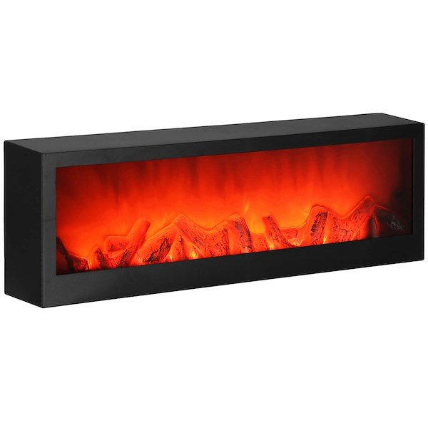 Cheminée LED décorative effet flammes forme rectangulaire Chaleur et ambiance sans feu ni risque