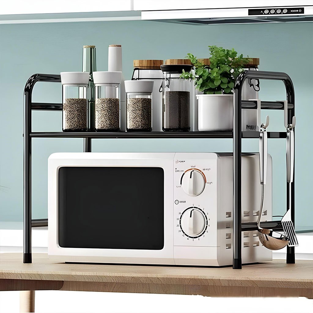 Support pour four à micro-ondes et étagère de rangement 2 étages Organisation facile – optimisez l’espace de votre cuisine - الصورة 4