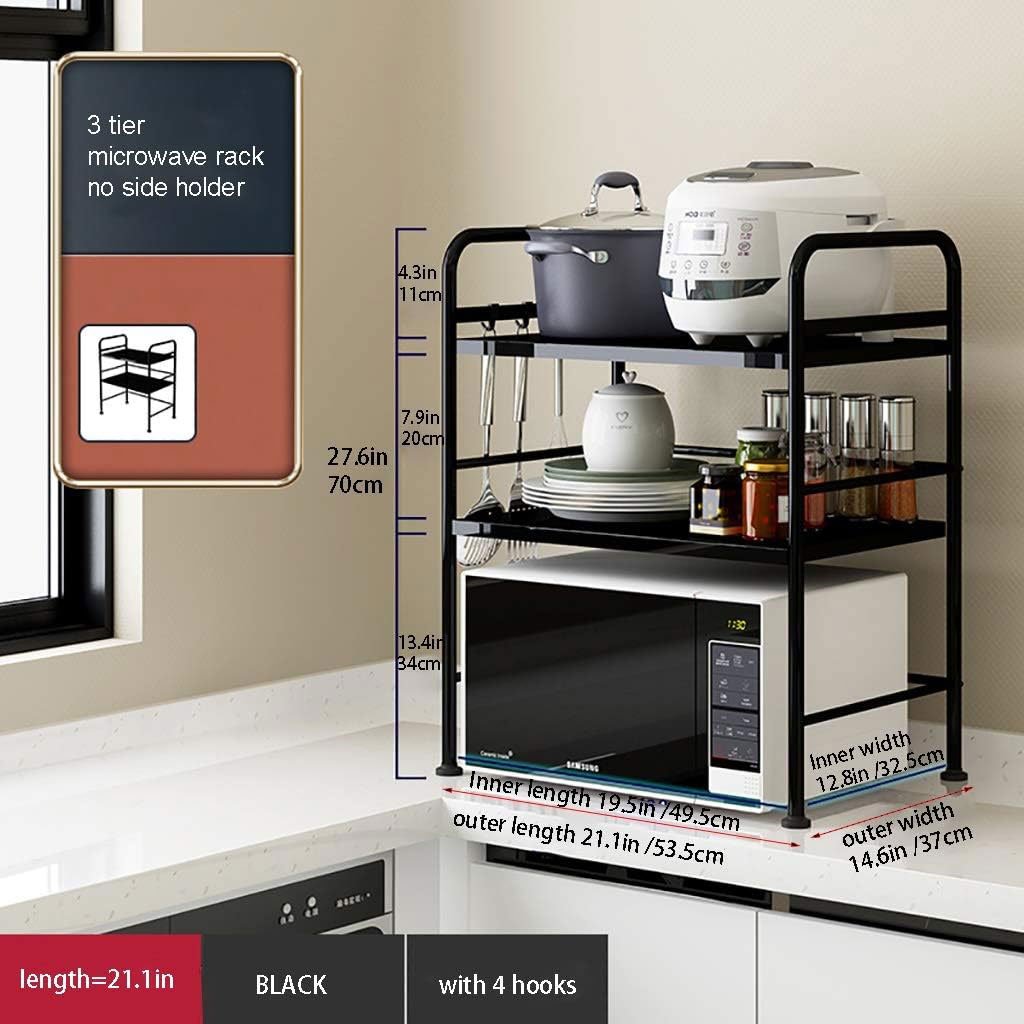 Support pour four à micro-ondes et étagère de rangement 3 étages Rangement maximal – solution robuste et intelligente pour la cuisine - الصورة 7