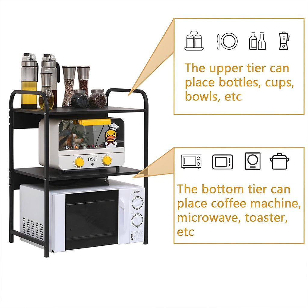 Support pour four à micro-ondes et étagère de rangement 3 étages Rangement maximal – solution robuste et intelligente pour la cuisine - الصورة 5
