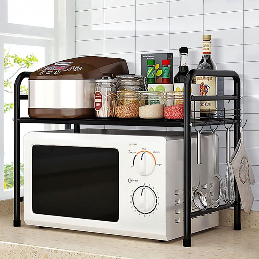 Support pour four à micro-ondes et étagère de rangement 2 étages Organisation facile – optimisez l’espace de votre cuisine - الصورة 5