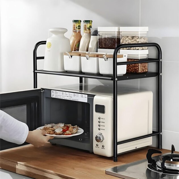 Support pour four à micro-ondes et étagère de rangement 2 étages Organisation facile – optimisez l’espace de votre cuisine