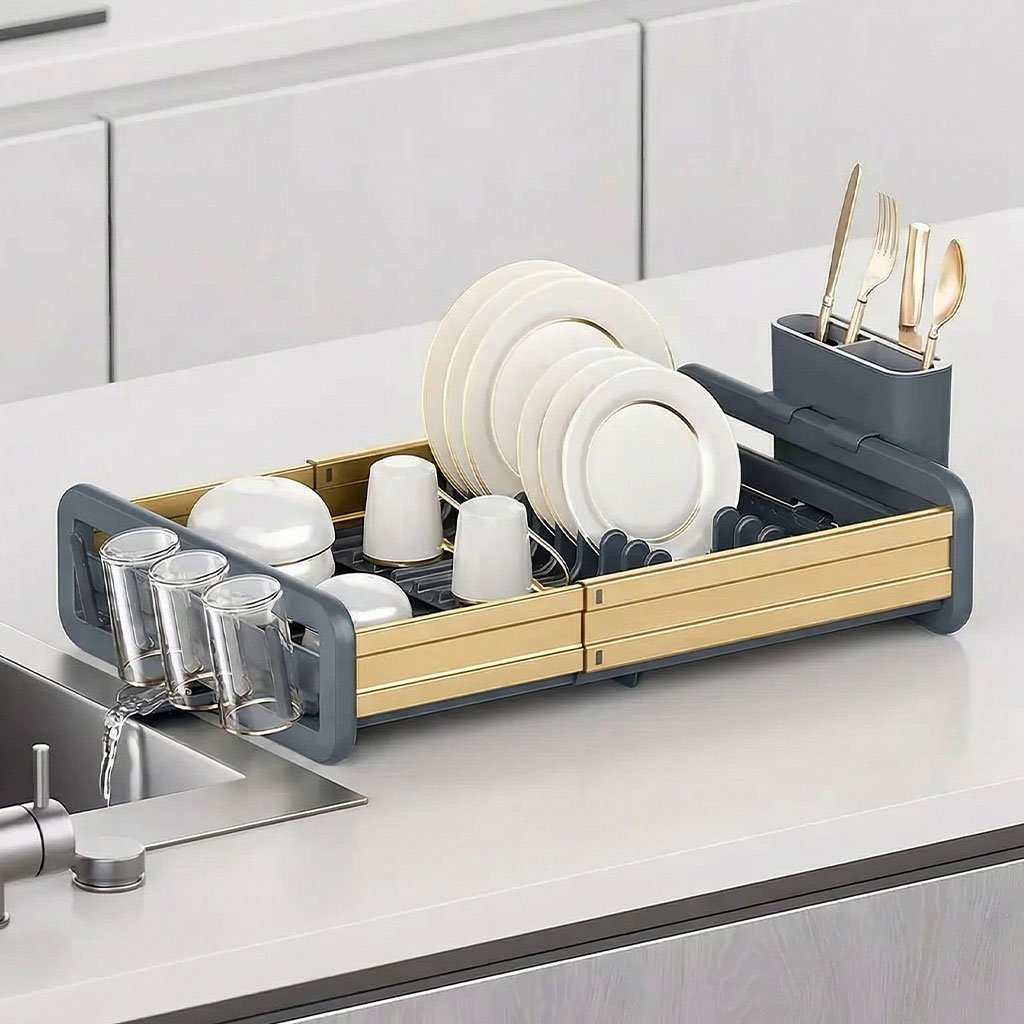 Egouttoir à Vaisselle Extensible en Aluminium Durable – Optimisez votre espace cuisine