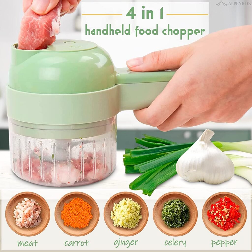 Set de Coupe-Légumes Électrique Portable 4 en 1