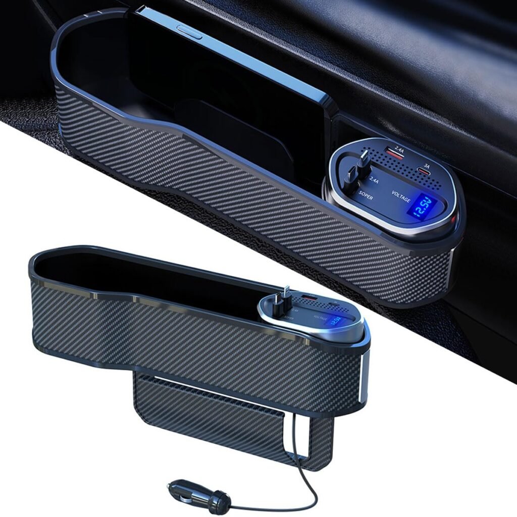 Organisateur d’Espace Voiture 5-en-1 avec Chargeur Sans Fil & Câbles Rapides – Rangement Intelligent & Recharge Instantanée
