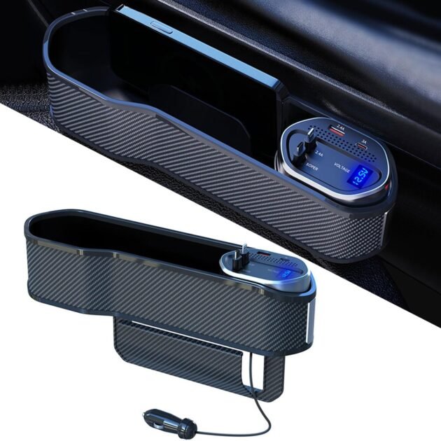 Organisateur d’Espace Voiture 5-en-1 avec Chargeur Sans Fil & Câbles Rapides – Rangement Intelligent & Recharge Instantanée