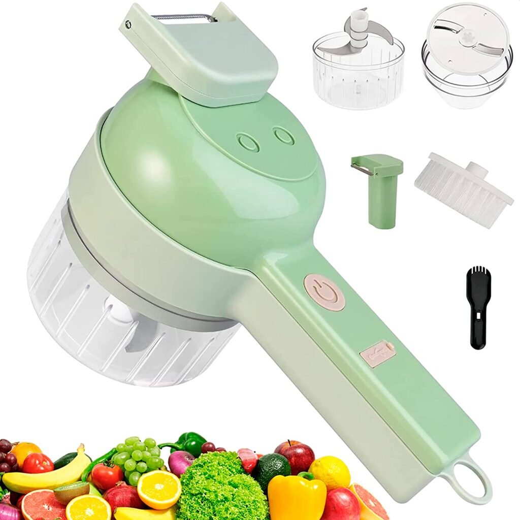 Set de Coupe-Légumes Électrique Portable 4 en 1