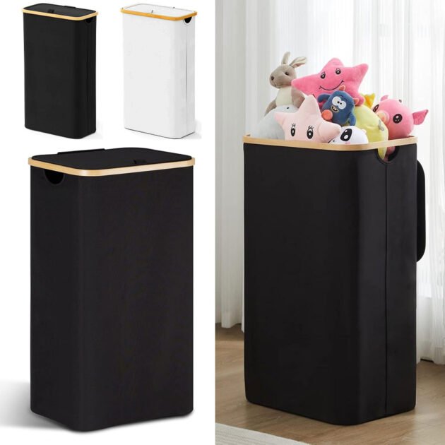 Panier à linge pliable haute qualité 70L avec couvercle – L’élégance du rangement au quotidien