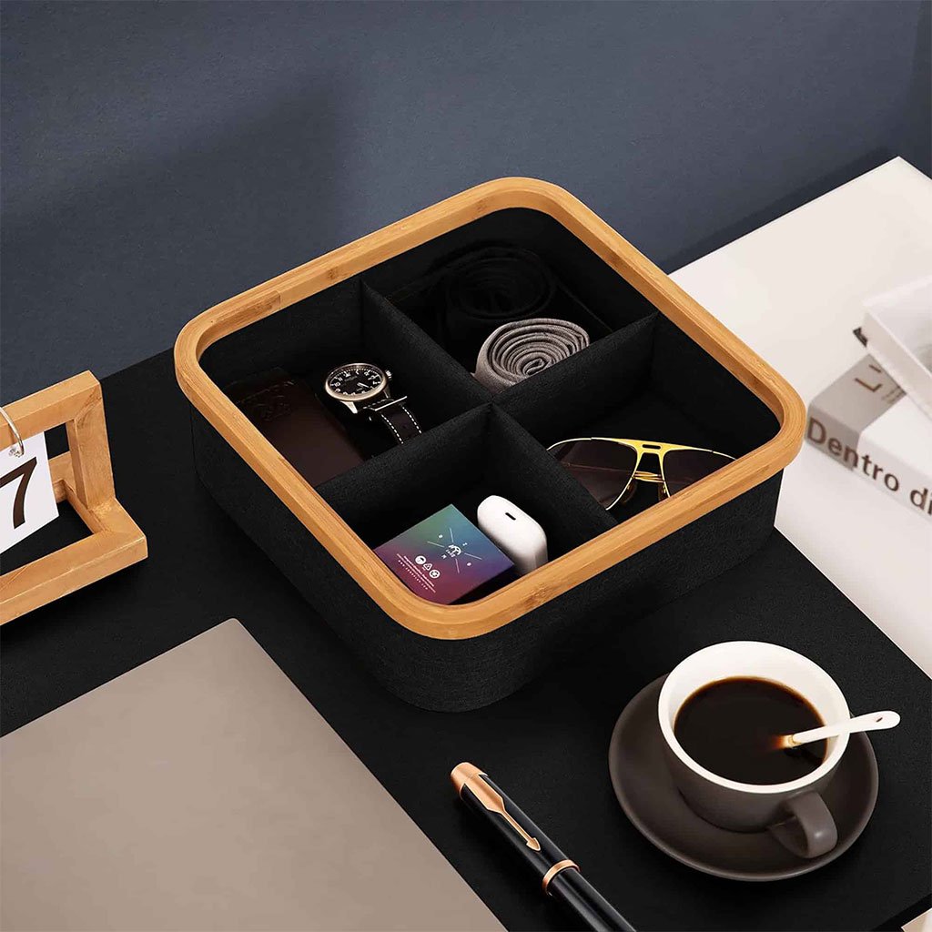 Panier de rangement pour salle de bain en feutre tissé 4 compartiments – Organisation chic et pratique au quotidien - الصورة 2