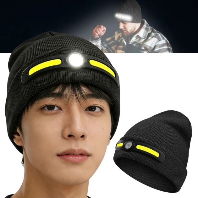 Bonnet d’hiver COB Headlight – Éclairez vos aventures nocturnes