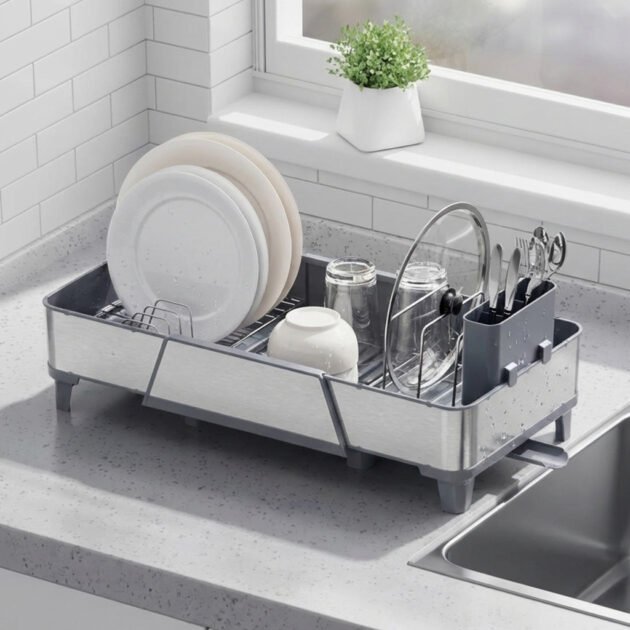 Alpha Égouttoir à Vaisselle Extensible en Acier Inoxydable – Flexibilité & Élégance au Quotidien