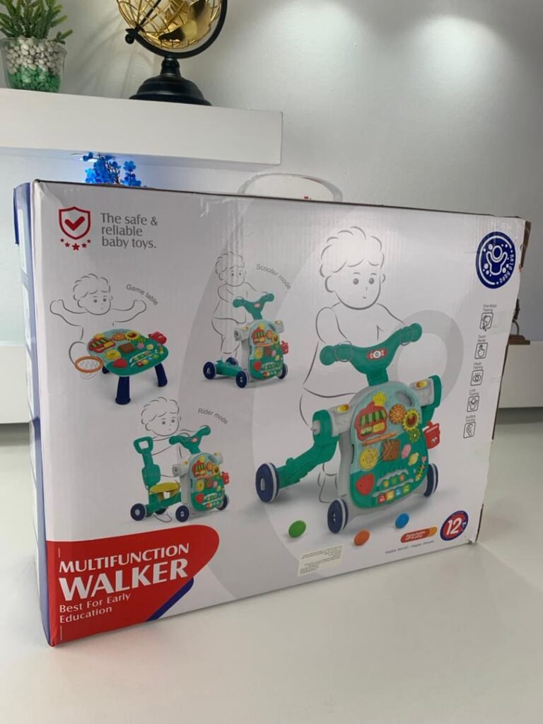 Trotteur Bébé Multifonction 4 en 1 avec Panneau de Jeu