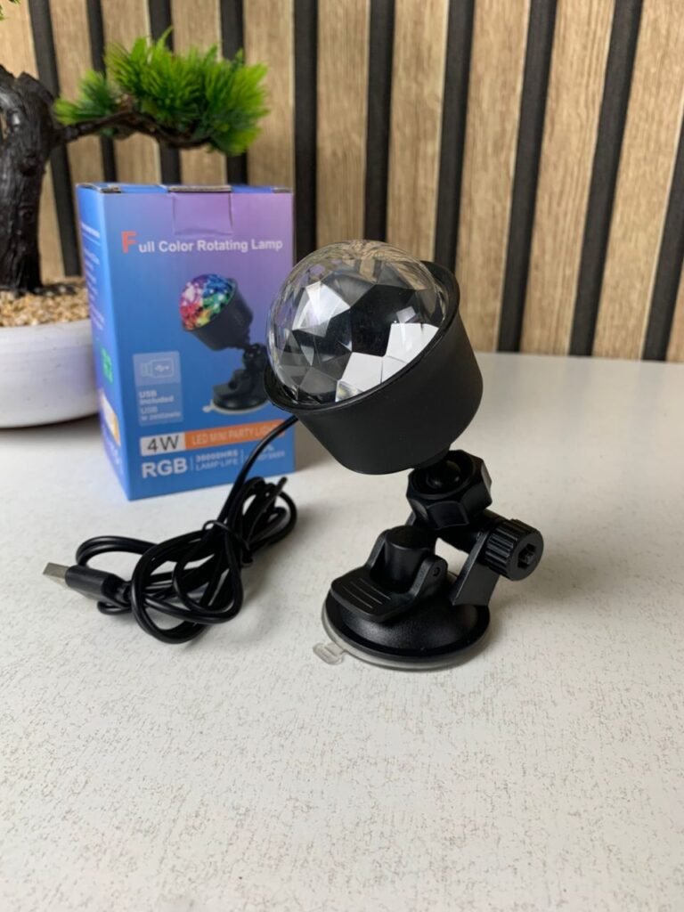 Lampe d’ambiance LED USB RGB pour voiture à rotation automatique – Ambiance lumineuse immersive et festive