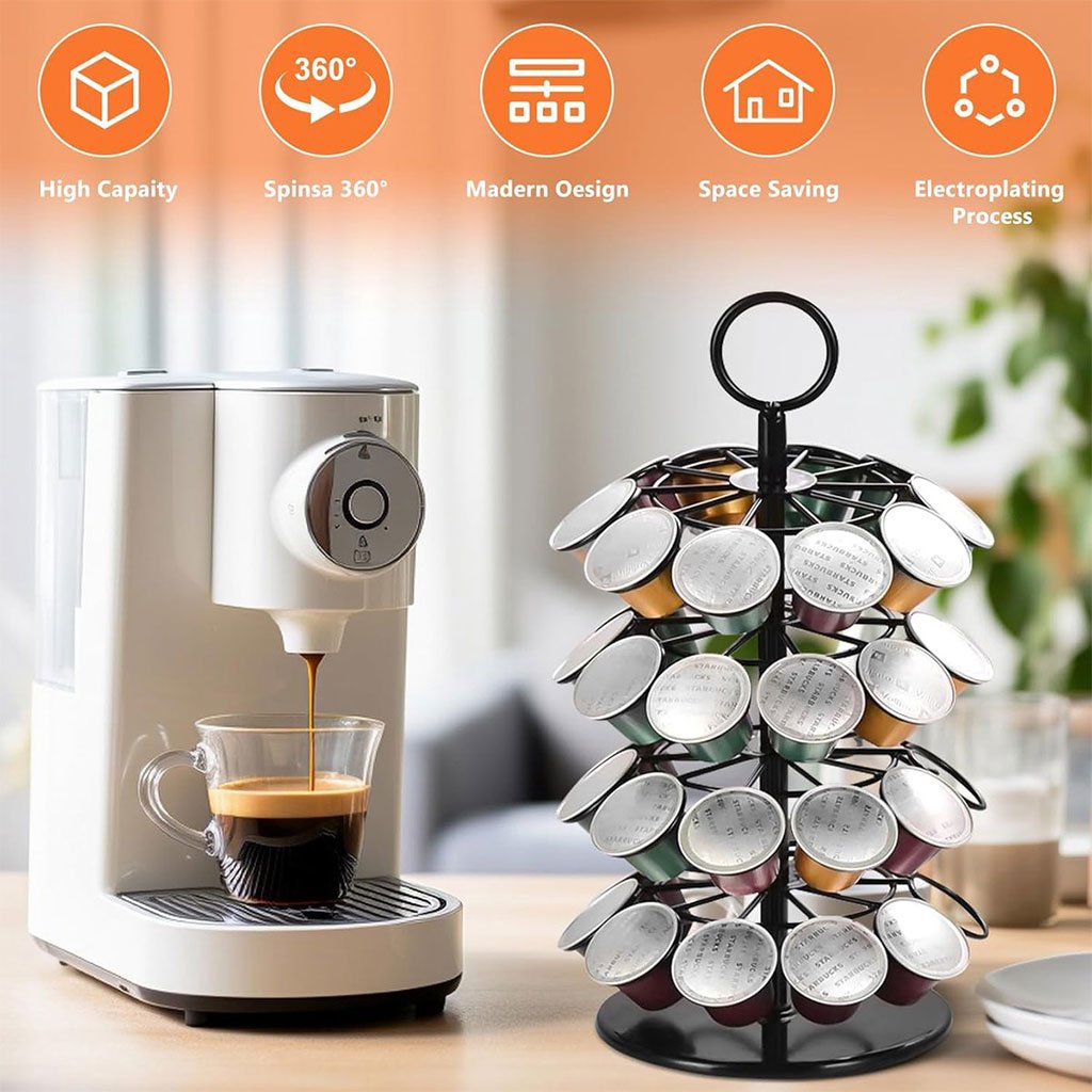 Support Présentoir de Capsules 40 PCS Rotatif 360 Degrés – Organisation élégante et accès facile à vos capsules de café - الصورة 5
