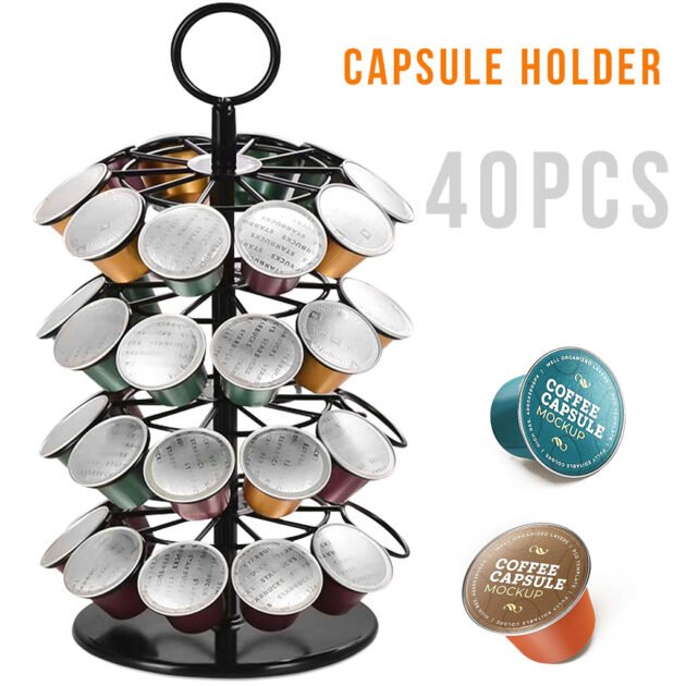 Support Présentoir de Capsules 40 PCS Rotatif 360 Degrés – Organisation élégante et accès facile à vos capsules de café