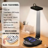 Lampe de Bureau LED avec Chargeur Sans Fil 15W – Éclairez et rechargez en toute élégance