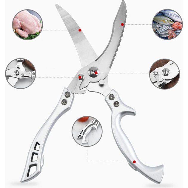 Ciseaux de Cuisine en Acier Inoxydable avec Manche en Aluminium  VEMOSA