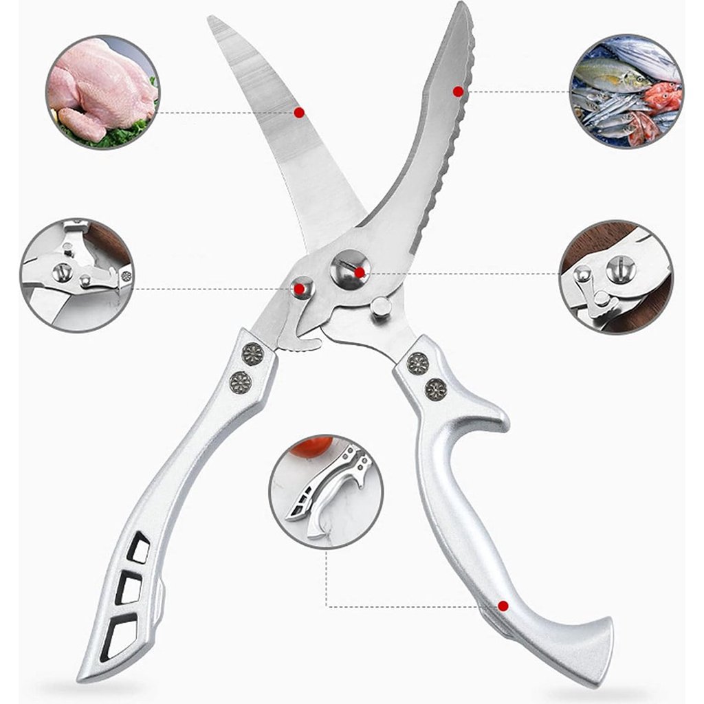 Ciseaux de Cuisine en Acier Inoxydable avec Manche en Aluminium VEMOSA - الصورة 2