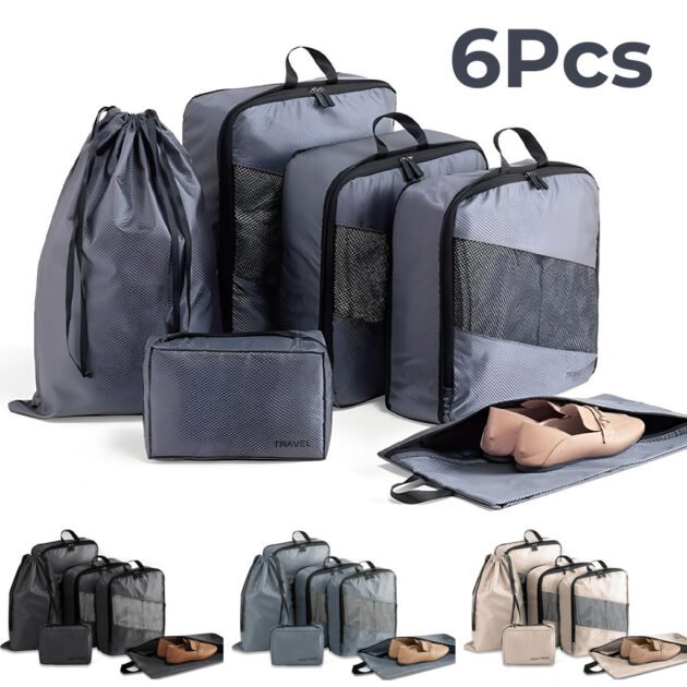 Lot de 6 Sacs de Voyage et Compression Extensibles – Organisation optimale pour tous vos voyages
