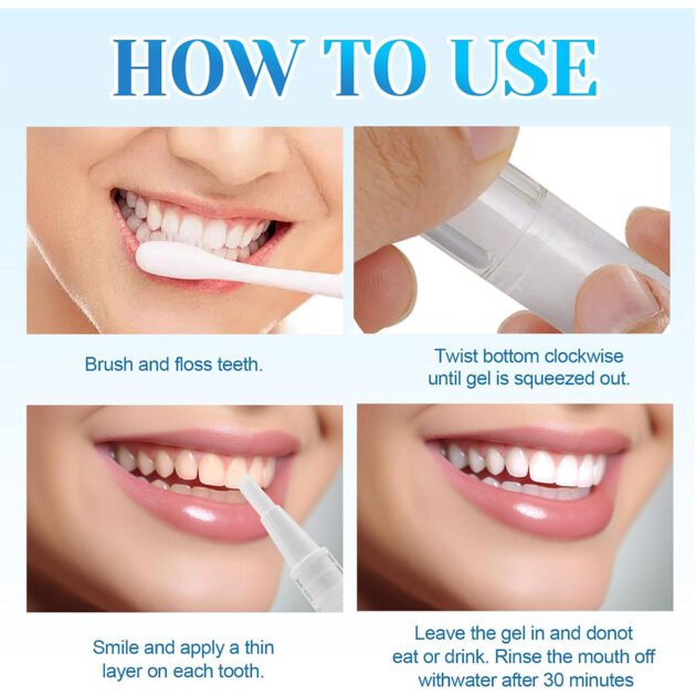 Stylo blanchiment dentaire à gel avec embout brosse précis et poils souples