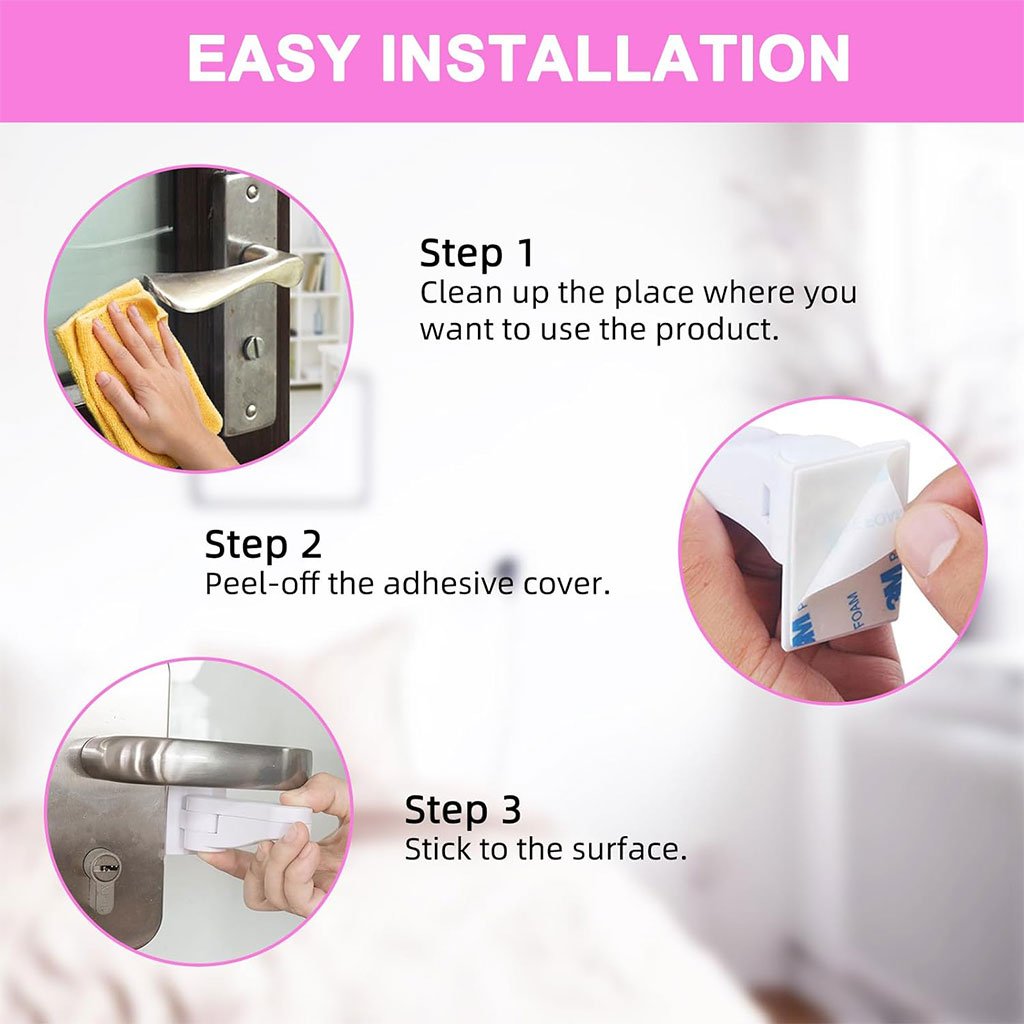 Verrous de porte universels pour la sécurité des enfants (4 pcs) – La tranquillité d’esprit à chaque porte fermée - الصورة 4