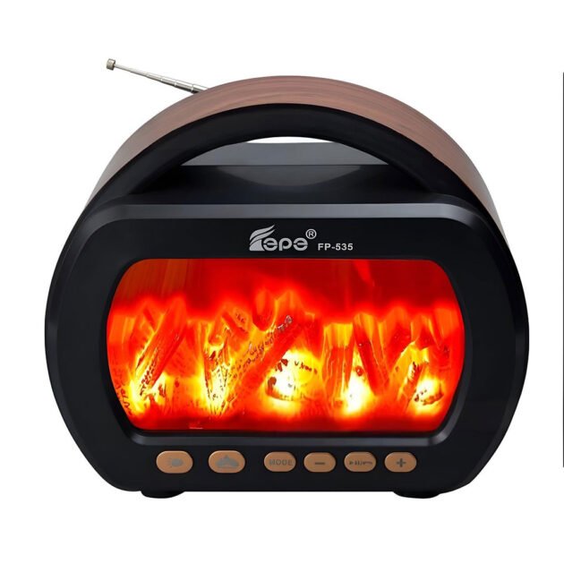 Enceinte Bluetooth décorative effet flamme avec radio FM, USB/TF, AUX et charge USB‑C