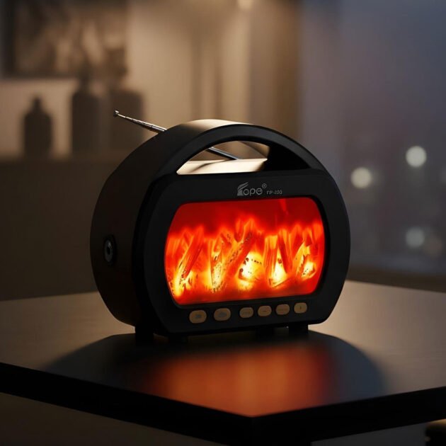 Enceinte Bluetooth décorative effet flamme avec radio FM, USB/TF, AUX et charge USB‑C