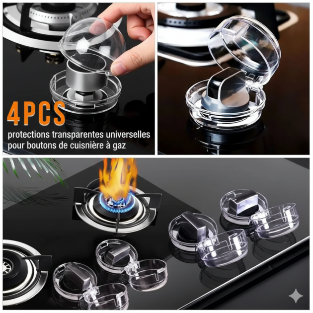 Protections transparentes universelles pour boutons de cuisinière à gaz