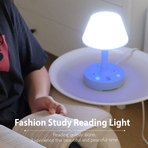 Lampe de Table avec Ports USB & Prises – Éclairage Intelligent & Station de Charge Tout-en-Un