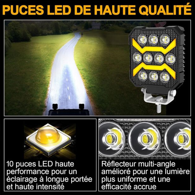 Feux antibrouillard  2 PCS  LED 6000K 5 modes 12–24V longue durée