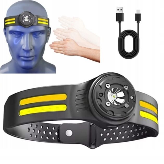 Lampe Frontale COB Ultra-Légère avec Détecteur de Mouvement – Éclairage Puissant & Confort Total