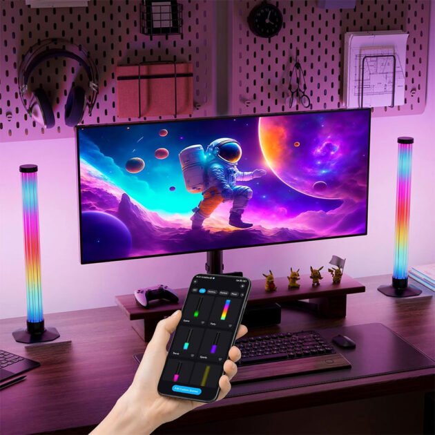 Lampes d’Ambiance LED RGB Smart 360° (2Pcs) – Immersion Lumineuse Totale & Effets Dynamiques