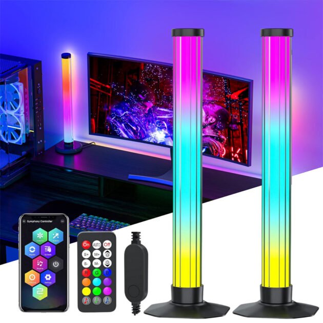Lampes d’Ambiance LED RGB Smart 360° (2Pcs) – Immersion Lumineuse Totale & Effets Dynamiques
