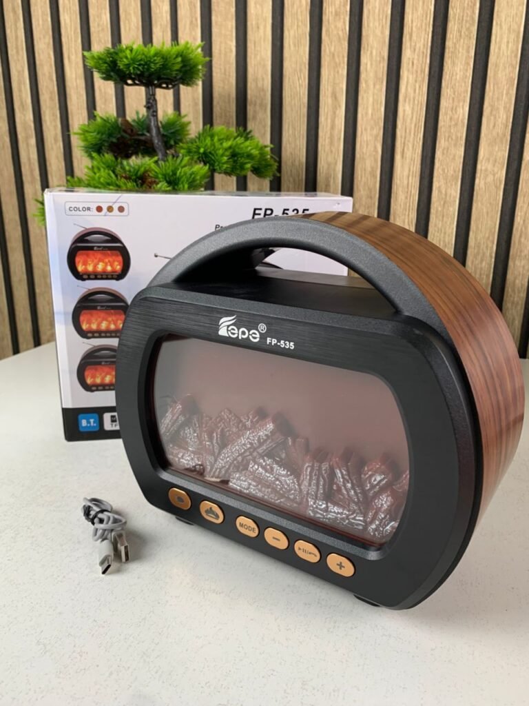 Enceinte Bluetooth décorative effet flamme avec radio FM, USB/TF, AUX et charge USB‑C