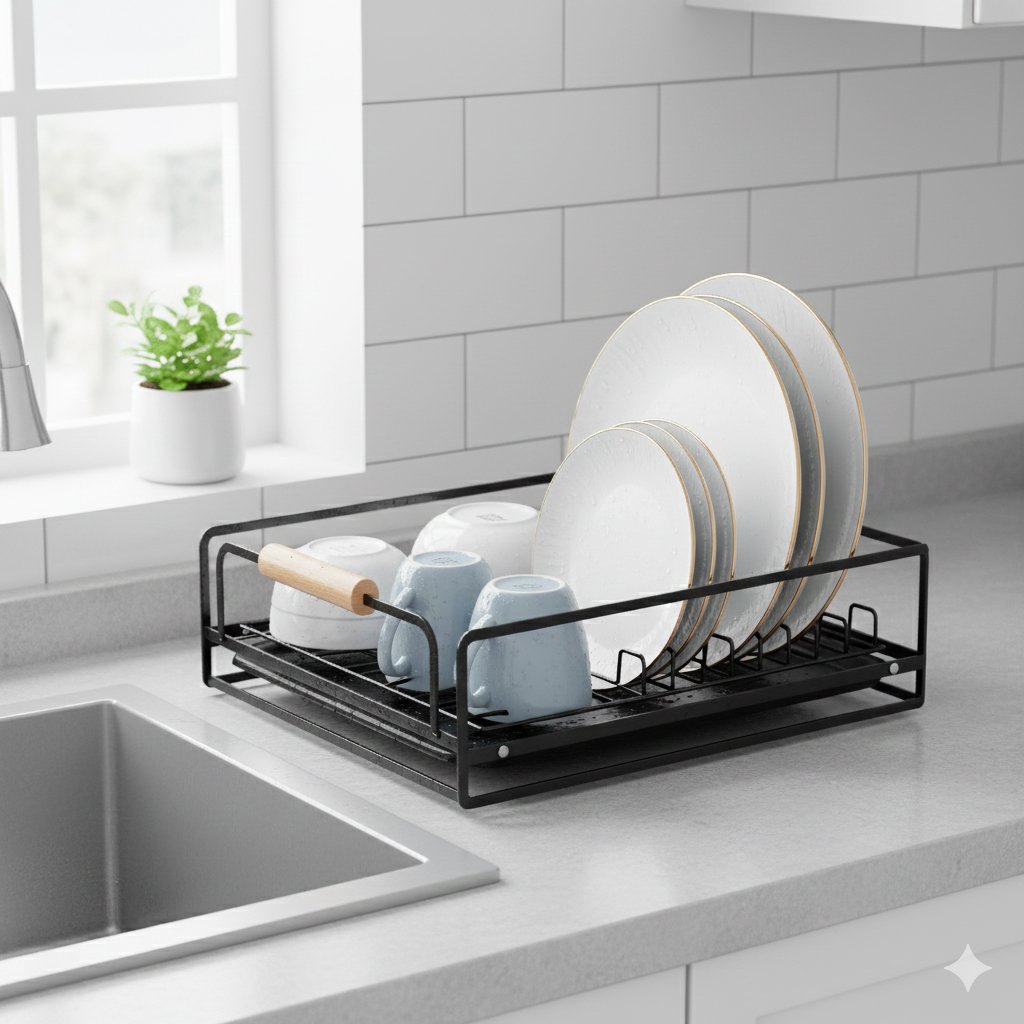 Égouttoir à Vaisselle avec Poignées en Bois – Élégance & Organisation Pratique - الصورة 8