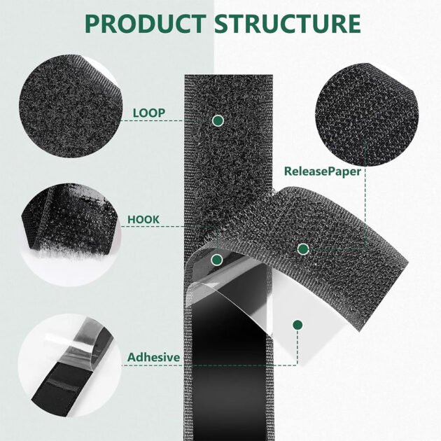 Ruban Velcro Adhésif Double Face Réutilisable (2 m) – Fixation Pro Sans Perçage