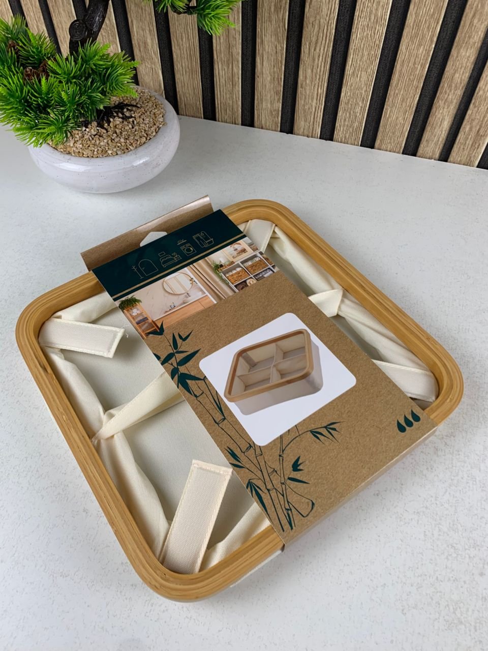 Panier de rangement pour salle de bain en feutre tissé 4 compartiments – Organisation chic et pratique au quotidien - الصورة 8