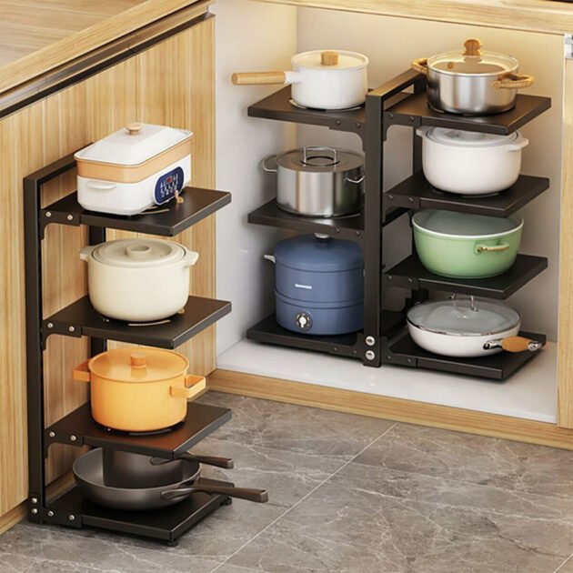 Organisateur de Casseroles & Poêles en Acier Carbone – Rangement Robuste, Modulable et Ultra-Résistant