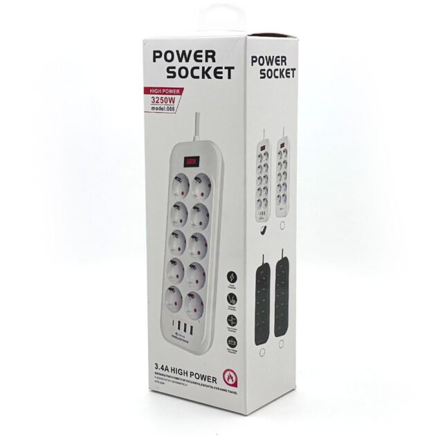 Rallonge Multiprise 10 Prises & 4 Ports USB 3250W – Puissance et organisation sans compromis