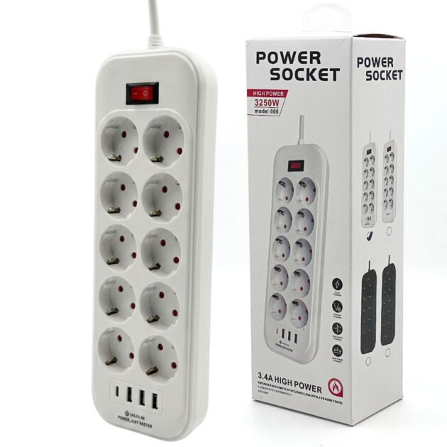 Rallonge Multiprise 10 Prises & 4 Ports USB 3250W – Puissance et organisation sans compromis