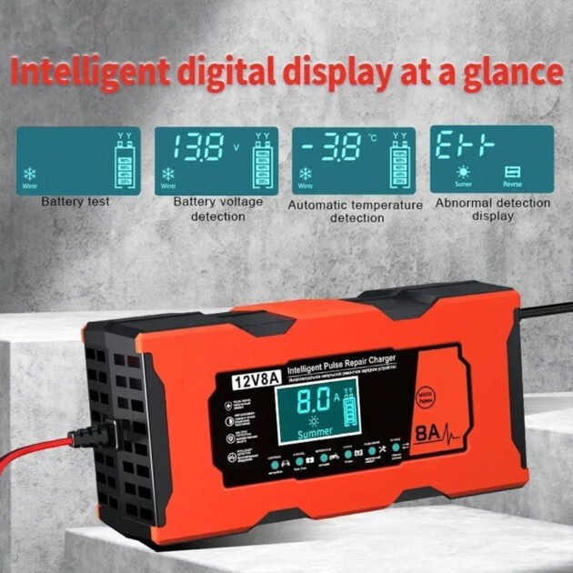 Chargeur de Batterie Intelligent 12V 8A – Protection Totale & Recharge Optimisée