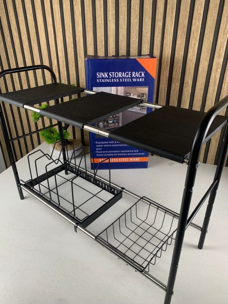 Étagère de Rangement Extensible 2 Niveaux – Organisation Intelligente & Gain de Place Optimal