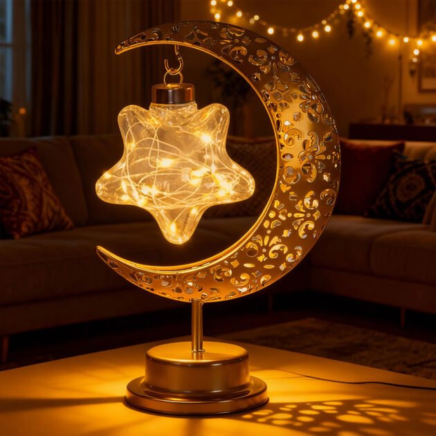 Lampe Croissant de Lune Décorative LED – Ambiance Spirituelle, Élégance et Lumière Apaisante