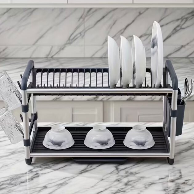 Égouttoir à Vaisselle en Aluminium de Haute Qualité 2 étages  – Gain de place et efficacité au quotidien