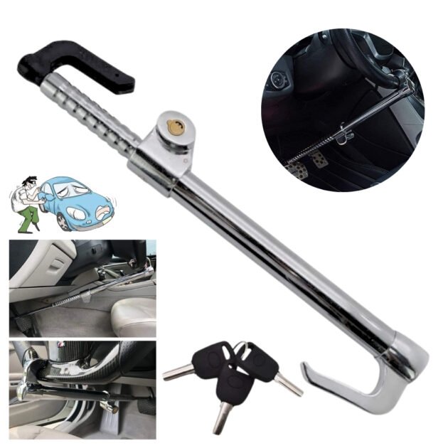 Serrure Antivol Double Crochet – Frein & Volant en Acier Inoxydable